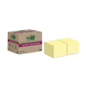 Post-it Super Sticky Notes Recycled, 70 vel, ft 76 x 76 mm, geel, pak van 12 blokken - 459326