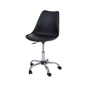 Mendler Malmö HWC-T501 draaistoel, bureaustoel werkkruk, in hoogte verstelbaar ~ kunstleer, zwart - zwart Synthetisch materiaal 60107