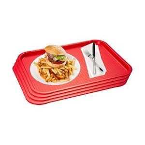 APS Set van 4 APS Fast Food tray/serveerplateau53 x 32,5 cm, H: 2 cm - rood Polypropyleen, kunststof 67547