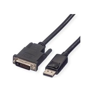 ROLINE DisplayPort Kabel DP Male - DVI Male (24+1), LSOH, zwart, 3 m - zwart 11.04.5773