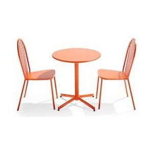 Oviala Business Ronde tafel en 2 bistrostoelen in oranje metaal - Oviala - oranje Staal 109504