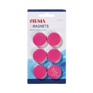 SIGMA Magneten, polystyreen, Ø 3,2 cm, roze, 6 stuks - Multi-materiaal 983251