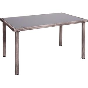 Mendler Poly-rattan tafel HWC-G19, tuintafel balkontafel, 120x75cm ~ grijsbruin - grijs Kunststof 76325