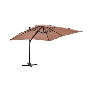 Oviala Business Vierkante parasol 3 x 3m in taupe aluminium - Oviala - bruin Aluminium 104766