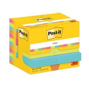 Post-It Notes Poptimistic, 100 vel, ft 38 x 51 mm, pak van 12 blokken - 4064035065874