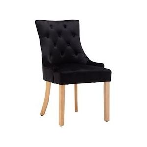 SIT Möbel fluwelen stoel, set van 2 | met stiksel in de rug | hoes fluweel zwart | poten Hevea natuur | B 56 x D 63 x H 91 cm | 19000-25 | Serie STUHL - meerkleurig Multi-materiaal 19000-25