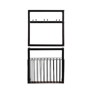 SIT Möbel Wandrekset | 2 stuks | 1 mand | Houder voor 3 glazen | Metaal | Serie THIS & THAT | antiek zwart - zwart Metaal 01053-56