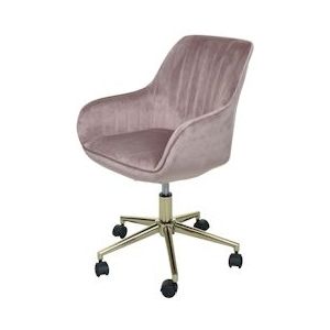 Mendler Bureaustoel HWC-J62, bureaustoel bureaustoel relaxfauteuil, fluweel met armleuning gouden voet ~ roze - roze Textiel 82016