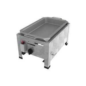 ChattenGlut Pro Gas Grill gastro brander 1-vlammig tafelapparaat 3,6 kW stalen brander voor vloeibaar gas 340x530x270 mm met pan - zilver 67385536