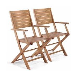 Oviala Business Set van 2 eucalyptus houten fauteuils - Oviala - bruin Massief hout 106586