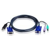 ATEN 2L-5502UP KVM-kabel USB - PS/2, zwart, 1,8 m - zwart 2L-5502UP