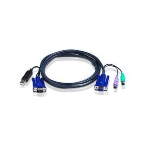 ATEN 2L-5502UP KVM-kabel USB - PS/2, zwart, 1,8 m - zwart 2L-5502UP