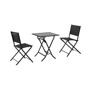 METRO Professional METRO Professionele Bistroset Santorine 3-delig, staal/ textileen/ glas, klapstoelen en tafel, zwart - zwart Multi-materiaal 4337255712386