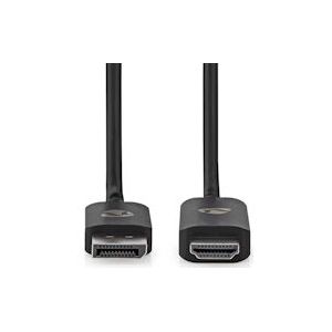 Nedis DisplayPort-Adapter - DisplayPort Male - HDMI Connector - 8K@30Hz - Vernikkeld - Recht - 1.80 m - Rond - TPE - Zwart - Doos - 5412810420865