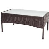 Mendler Poly-rattan tuintafel Halden, bijzettafel met glazen blad ~ bruin-gemarmerd - bruin Kunststof 52040