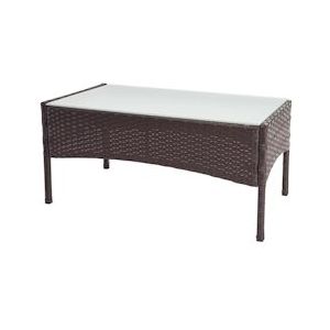 Mendler Poly-rattan tuintafel Halden, bijzettafel met glazen blad ~ bruin-gemarmerd - bruin Kunststof 52040