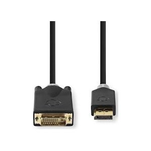 Nedis DisplayPort-Kabel - DisplayPort Male - DVI-D 24+1-Pins Male - 4K@30Hz - Verguld - 2.00 m - Rond - PVC - Antraciet - Window Box - 5412810263912