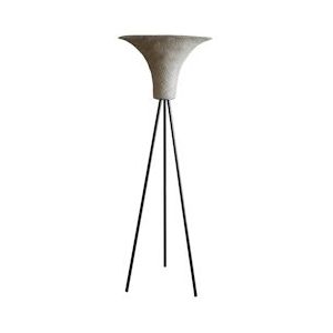 SalesFever Staande lamp met rieten kap naturel/zwart 152 cm | lampenkap palmblad | zwart gesatineerd metalen frame | B 55xD55xH152cm | naturel-zwart - meerkleurig Multi-materiaal 368770