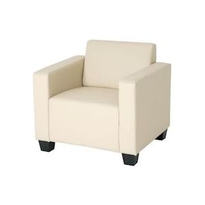 Mendler Fauteuil lounge stoel Lyon, kunstleer ~ crème - beige Synthetisch materiaal 21706