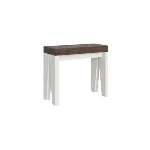 Itamoby Uitschuifbare console 90x40/300 cm Naxy Mix Walnoot blad - Witte essen poten - 8050598100219