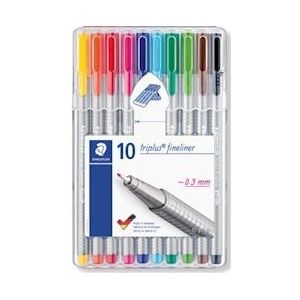 Staedtler fineliner Triplus geassorteerde kleuren, opstelbare box met 10 stuks - 334 SB10