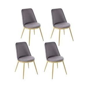 Merax eetkamerstoelen (4 stuks), metalen frame, keukenstoel, gestoffeerde stoel met rugleuning voor woonkamer, fluweel, grijs - grijs Multi-materiaal WF317031AAD-4