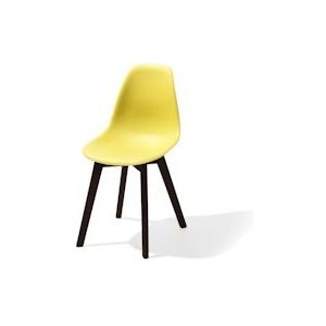 Keeve Stapelbare stoel geel, berkenhouten frame en kunststof zitting, 47x53x83cm (LxBxH), 505FD01SY - 8719979476298