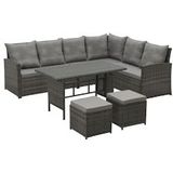 SVITA Monroe tuin loungeset polyrattan zitgroep tuin grijs - grijs 90719