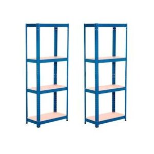 Set van 2 planken metalen blauwe met 4 verstelbare planken 148x60x30cm 240kg 7house - blauw Staal 8429160024961