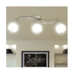 vidaXL Plafondlamp met glazen kap op gebogen rail 3 × E14 lampen - 240986