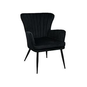 SVITA SANSA fauteuil woonkamer koordhoes leesstoel modern gestoffeerde stoel met armleuning loungestoel zwart - zwart 92136