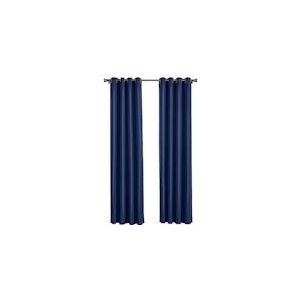 Larson - Luxe effen blackout gordijn - met ringen - 1.5m x 2.5m - Donkerblauw