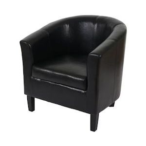 Mendler Fauteuil port T379, loungestoel clubzetel, kunstleer ~ zwart - zwart Synthetisch materiaal 39442