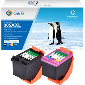 G&G 305 XXL Inktcartridge Geschikt voor HP 305 305XL 6ZA94AE 3YM62AE 3YM63AE - Multipack - Hoge Capaciteit - meerkleurig GG-N-305XL-2P