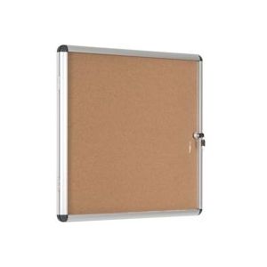 Bi-Office Enclore Earth Afsluitbaar Vitrine Kurkbord Met Alumium Omlijsting, 72,0x67,4 cm (6xA4) - beige Kurk RVT620101150