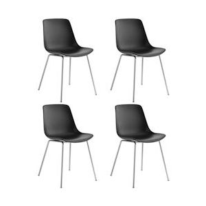 TecTake GmbH tectake Kunststofstoelen Mave, ergonomisch, 120 kg - zwart/chroom, Set van 4 - 405447 - zwart Kunststof 405447