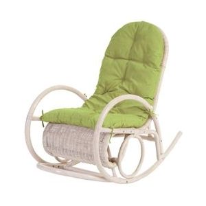 Mendler Schommelstoel Esmeraldas, rotan fauteuil, wit ~ groen kussen - groen 48194