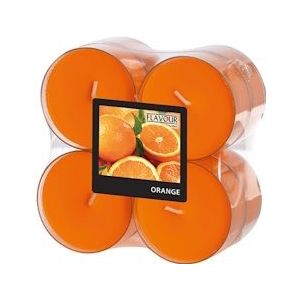PAPSTAR, Geurtheelichten maxi "Flavour by GALA" Ø 59 mm · 24 mm oranje - Sinaasappel in behuizing van polyc - oranje 96993