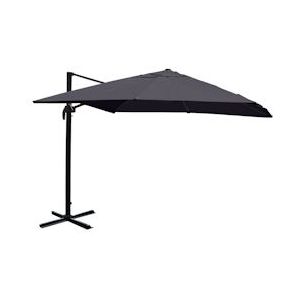 Mendler Zweefparasol HWC-A96, parasol, 3x3m (Ø4.24m) polyester/aluminium 23kg ~ antraciet zonder voet, draaibaar - zwart Textiel 138988+122472