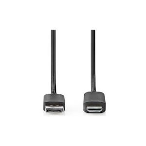 Nedis DisplayPort-Kabel - DisplayPort Male - HDMI Connector - 4K@60Hz - Vernikkeld - 2.00 m - Rond - PVC - Zwart - Doos - 5412810322176