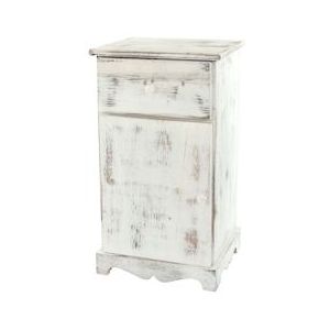 Mendler Ladekast Nachtkastje Telefoontafel, 63x35x29cm, Shabby look, Vintage ~ wit - wit Massief hout 30437