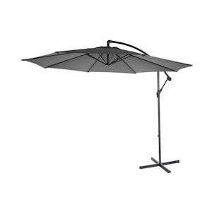 Mendler Acerra zweefparasol, parasol, Ø 3m kantelbaar, polyester/staal 11kg ~ grijs zonder voet - grijs Textiel 65594