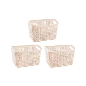 Set van 3 rechthoekige manden, 1,5 liter, beige 7house - beige Synthetisch materiaal 8429160040473