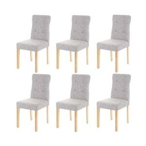 Mendler Set van 6 eetkamerstoelen HWC-E58, stoel eetkamerstoelen ~ stof/textiel grijs, lichte poten - grijs Textiel 67983+67984