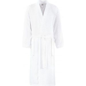 LTITEX - Badjas kimono met honingraatstructuur, maat M - M wit Textiel 78602M