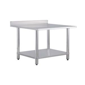METRO Professional Werktafel met opstaande rand GWT4147B, roestvrij staal, 140 x 70 x 88 cm, met onderste plank, verstelbare poten, zilver - Roestvrij staal 18/8 GWT2147B