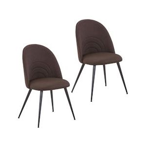 SVITA ANITA set van 2 eetkamerstoelen Gestoffeerde eetkamerstoel Keukenstoel Stoffen bekleding Metalen poten met poedercoating Bruin - bruin Textiel 92155