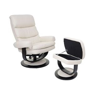 Mendler Relaxfauteuil HWC-C16, TV-fauteuil TV-fauteuil met opbergvak, kunstleer ~ crème - beige Synthetisch materiaal 55628