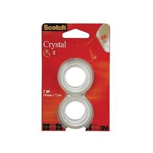 Scotch Plakband Crystal ft 19 mm x 7,5 m, blister met 2 rolletjes - 51131594838