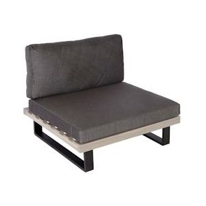 Mendler Loungestoel HWC-H54, tuinstoel, gesponnen polyaciahout MVG-gecertificeerd aluminium ~ grijs, bekleding donkergrijs - grijs Hout 98528+101476